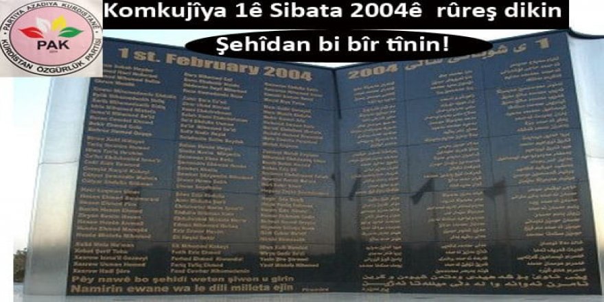 PAK: Em Komkujîya Li Hewlerê  ya 1ê Sibata 2004an Rûreş Dikin