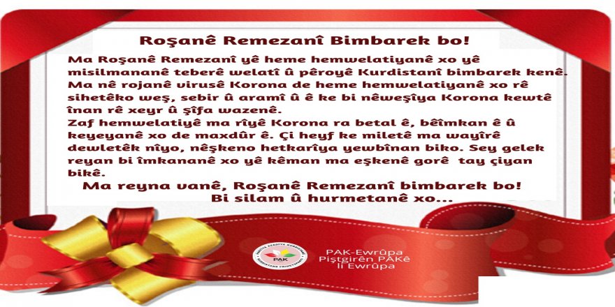 PAK-Ewrûpa: Roşanê Remezanî bimbarek bo!