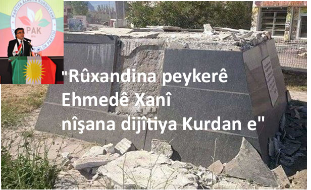 ”Rûxandina peykerê Ehmedê Xanî, nîşana dijîtîya Kurda ne!”