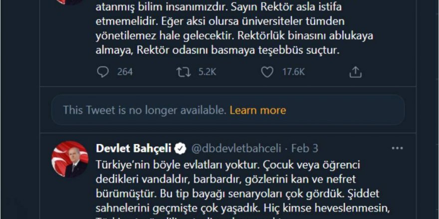 Twîtterê Bahçelî asteng kir