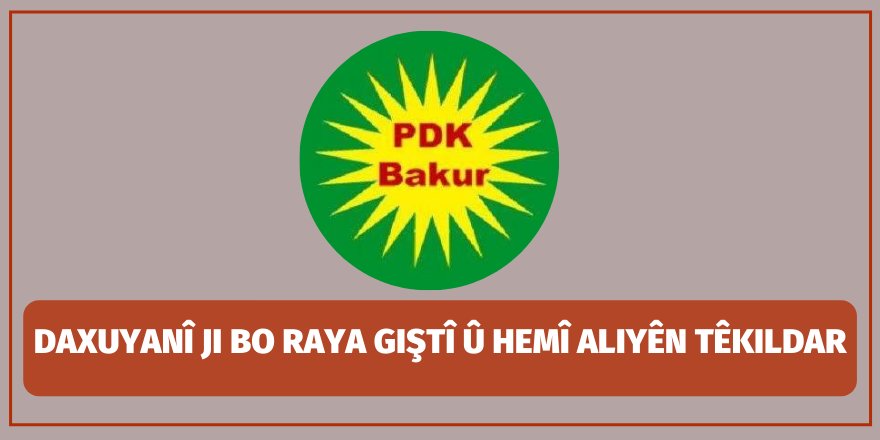 Partiya Demokrat a Kurdistanê-Bakur: Daxuyanî ji bo raya giştî û hemî aliyên têkildar