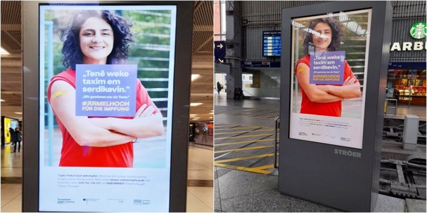 Li Almanya bi bilboardên Kurdî banga lêdana derzîya korona tê kirin