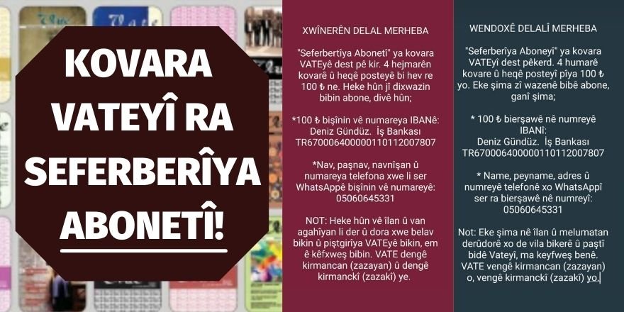 Seferberîya Aboneyî ya Kovara Vateyî dest pêkerde