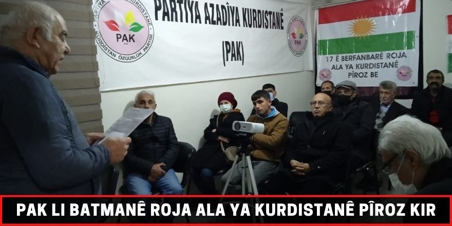 PAK LI BATMANÊ ROJA ALA YA KURDISTANÊ PÎROZ KIR