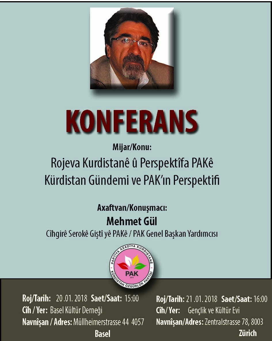 Li Swîsrê li ser rojeva Kurdistanê konferans