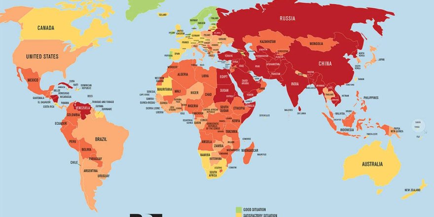 Azadiya Çapemeniyê: Tirkiye di rêza 158an de ye