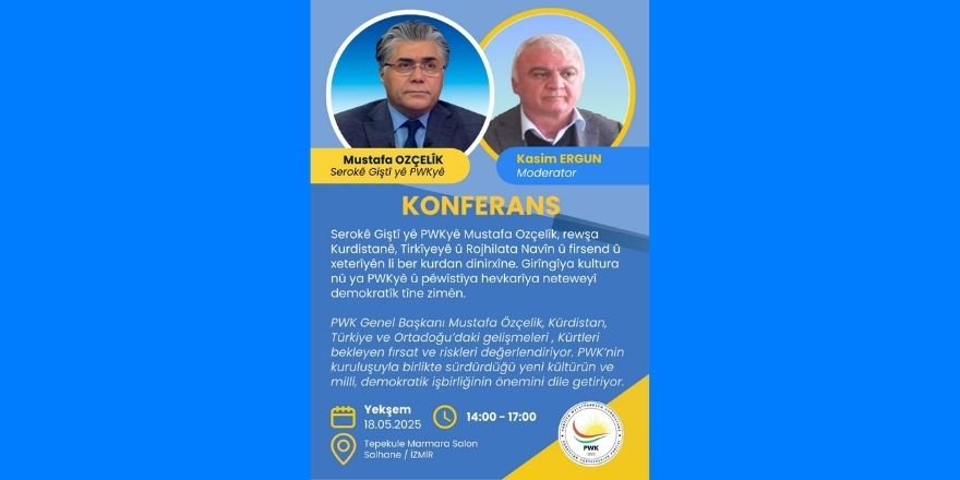 Mustafa Ozçelîk dê li Îzmîrê konferansekê pêşkêş bike