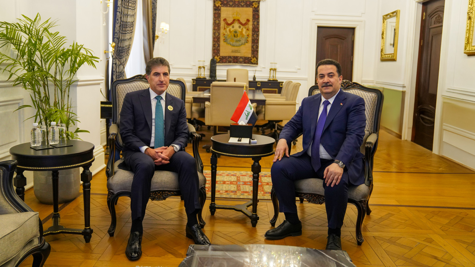 Nêçîrvan Barzani û Mihemed Şîya Sûdanî pêwendiyên Hewlêr û Bexdayê gotûbêj dikin