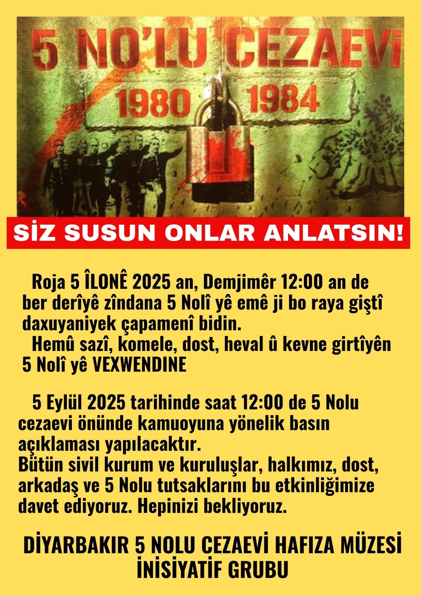 Girtiyên 5 Nolî yê daxuyaniyek çapamenî didin