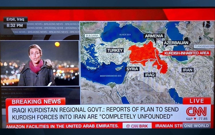 Nexşeya Kurdistanê ya li ser CNNê Enqere hêrs kir