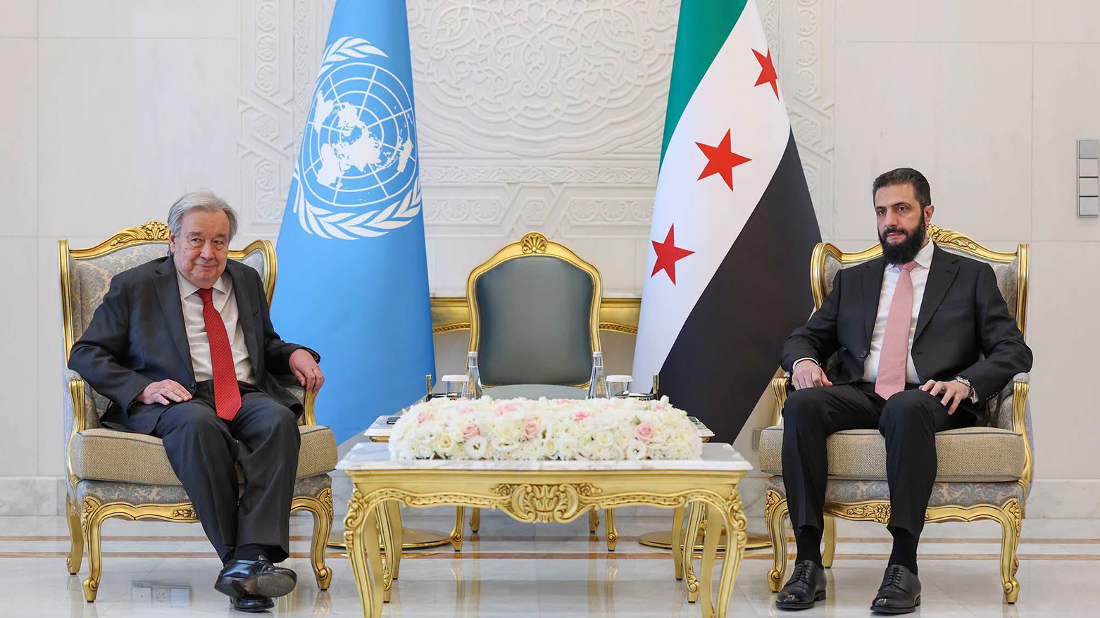 Ehmed Şera û Guterres li Şamê civiyan: NY piştgiriya Sûriyeyê dike