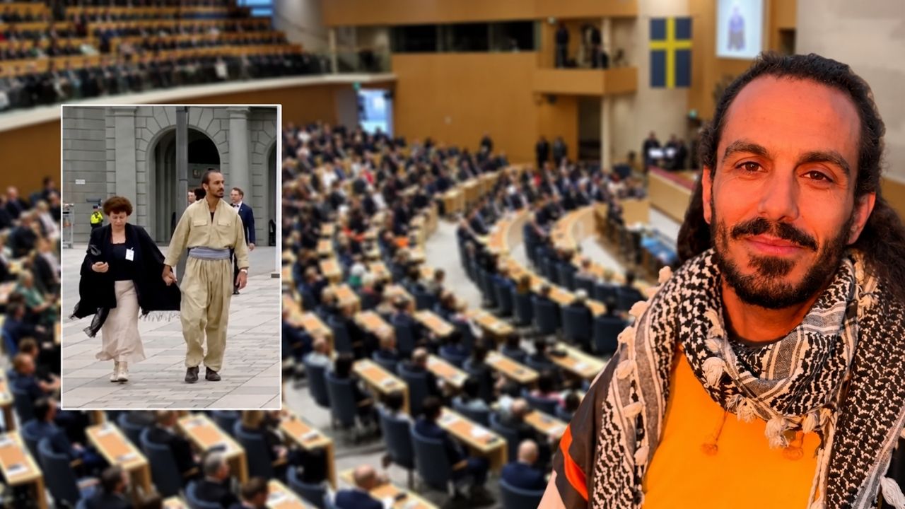 Gurgîn Bakircioglu li Parlamentoya Swêdê bi cil û bergên Kurdan sond xwar