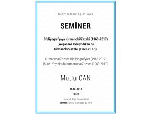 Semîner: Bîblîyografyaya Kirmanckî/Zazakî) (1963-2017)