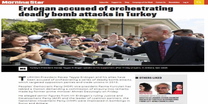 Morning Star “oparasyonên terorîstan” ên hikumeta Erdogan kifş kirin.