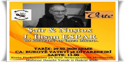 Şaîr & Nuştox J. Îhsan Espar do Amed de kitabanê xo îmza bikero