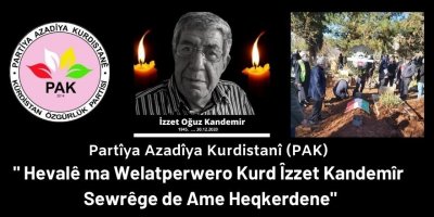 PAK: Hevalê ma Welatperwero Kurd Îzzet Kandemîr Sewrêge de Ame Heqkerdene