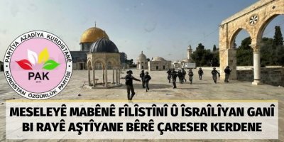 PAK: Meseleyê mabênê Filistînî û Îsraîlîyan ganî bi rayê aştîyane bêrê çareser kerdene