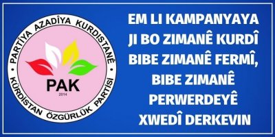 PAK: Em li kampanyaya ji bo zimanê kurdî bibe zimanê fermî, bibe zimanê perwerdeyê xwedî derkevin
