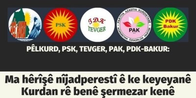 PÊLKURD, PSK, TEVGER, PAK, PDK-BAKUR:Ma hêrîşê nîjadperestî ê ke keyeyanê Kurdan rê benê şermezar kenê