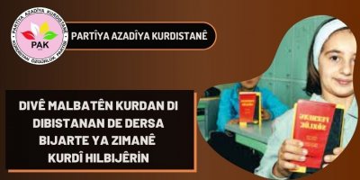 PAK: Divê Malbatên Kurdan di dibistanan de dersa bijarte ya zimanê Kurdî hilbijêrin