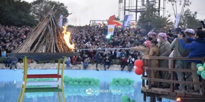 Serok Barzanî ligel zarokên şehîdan Agirê Newrozê pêxist!