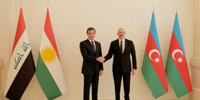 Nêçîrvan Barzanî û Îlham Aliyev tekeziyê li ser pêşxistina pêwendiyan dikin