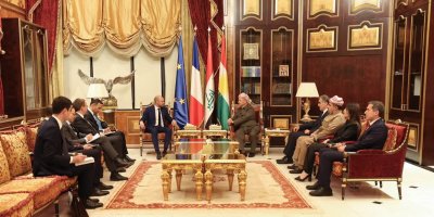 Serok Barzanî pêşwazî li Wezîrê Derve yê Fransayê kir