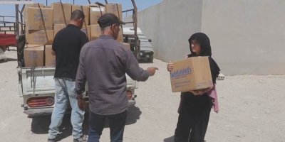 Alîkarî li koçberên ji Efrînê hat belavkirin