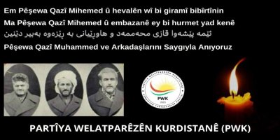 PWK: Rêberê me yê neteweyî Pêşewa Qazî Mihemed îro jî di têkoşîna me de rêya me rohnî dike