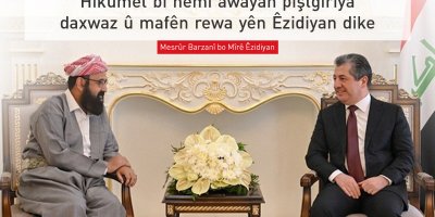 Serokwezîrê Herêma Kurdistanê pêşwaziya Mîrê Êzidiyan kir